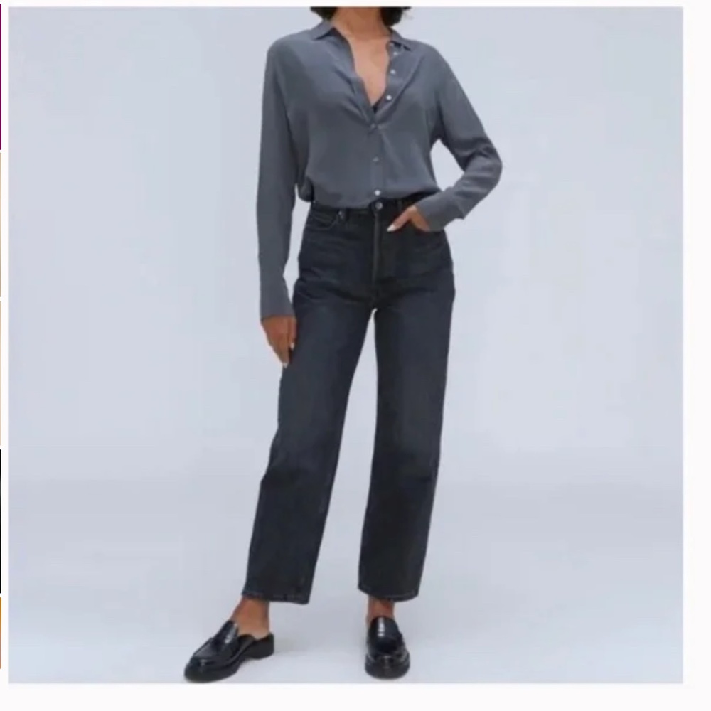 Everlane Way High Jean Organic Cotton Washed Black Size 27